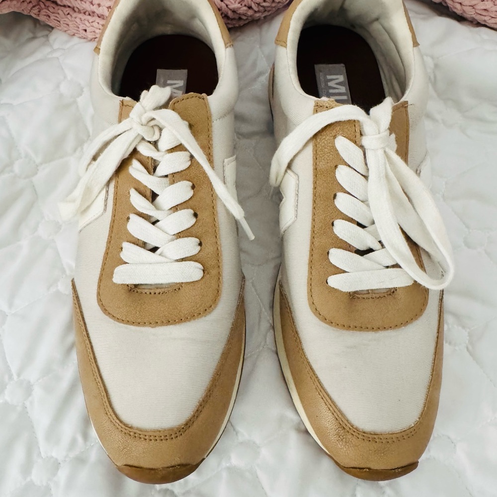 MIA White and Tan Sneakers - Size 7.5